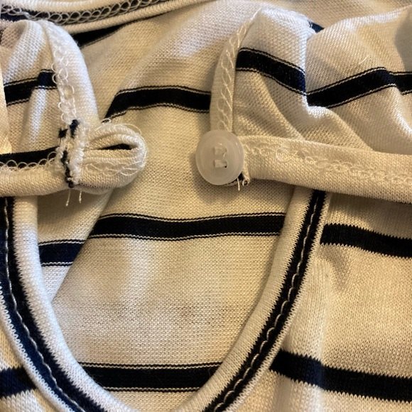 Romper Dress Blue White Stripes Nautical Summer by EMME JORDON Womens Small - Picture 13 of 13